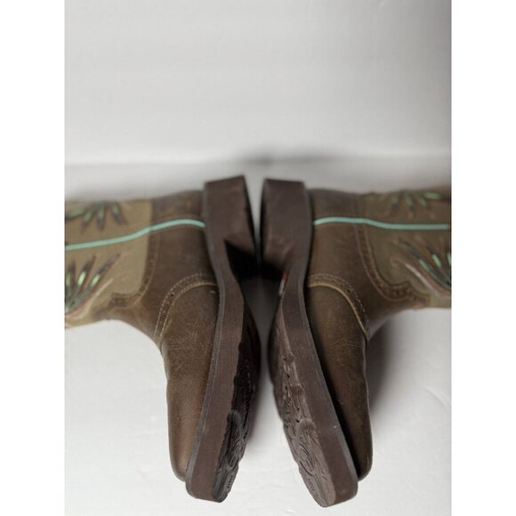 Justin Womens 8" Nettie Western Cowboy Brown Leather Boots Square Toe Sz 9B NEW - Picture 11 of 15